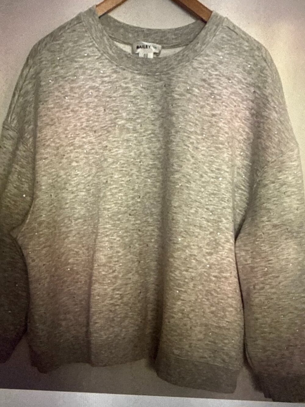 Bailey 44 Women Gray Oversized Sweatshirt with Rhinestone Sparkle Plus Size 2X